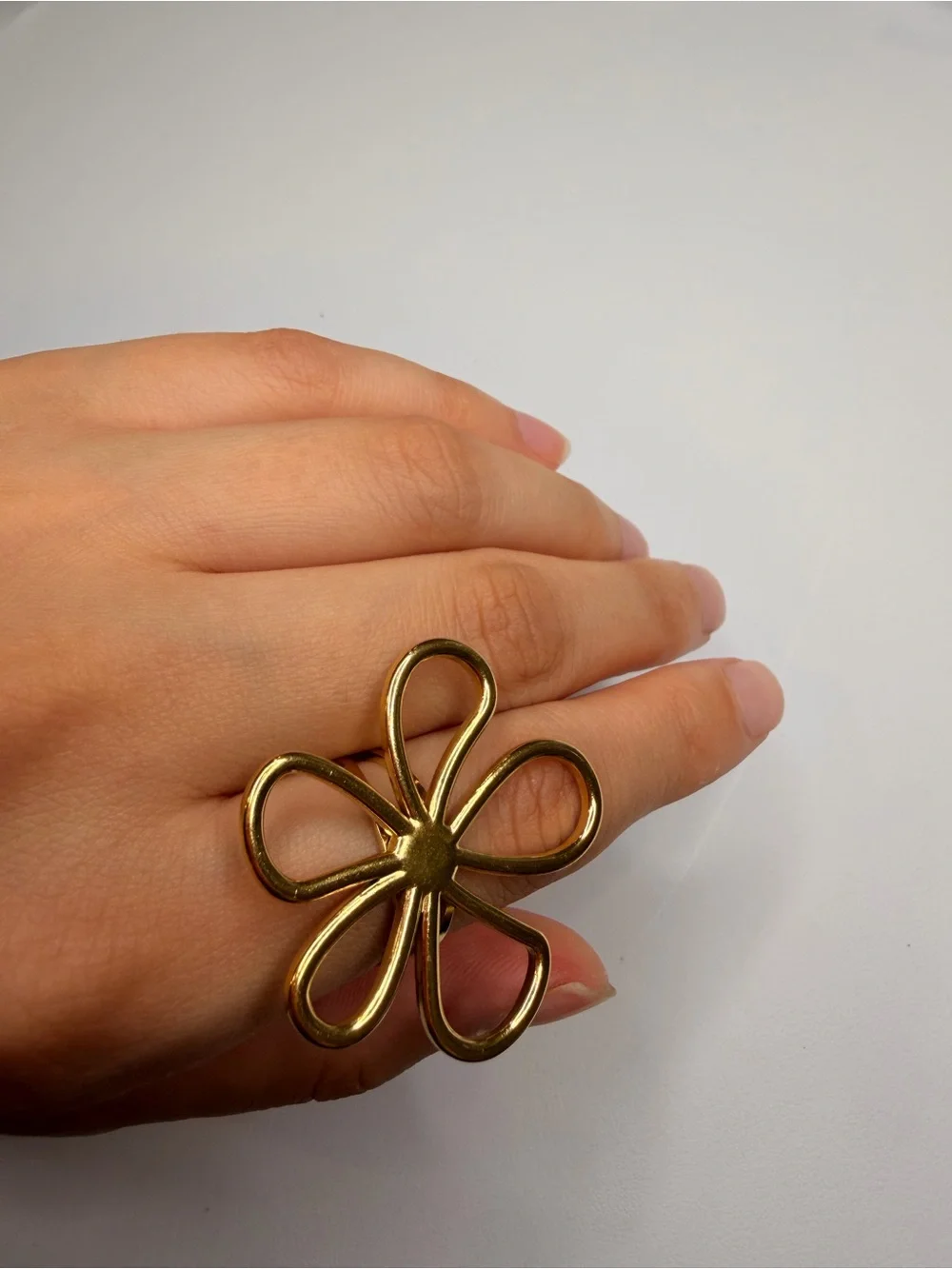 Gold Floral Openwork Statement Ring